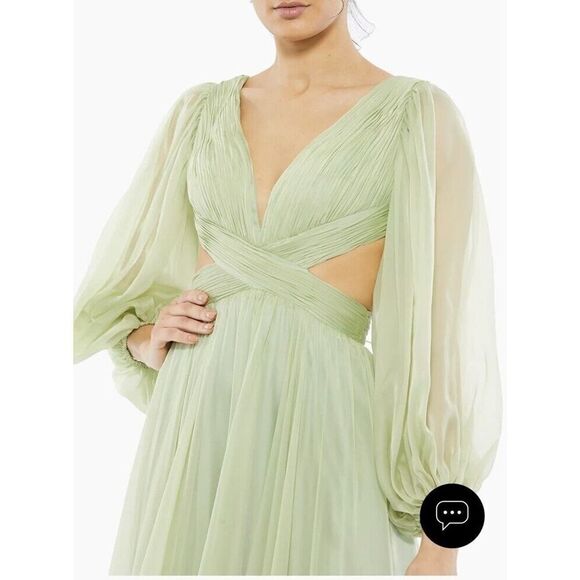 Mac Duggal Sz 8 Lace Up Chiffon Ruffle Tiered Goddess Gown Maxi Dress NWT $598 - Picture 12 of 15